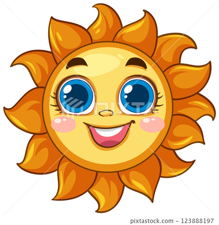 Happy Smiling Cartoon Sun Illustration 123888197