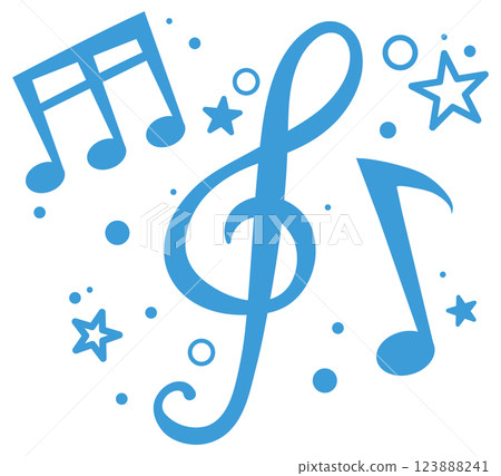 Musical Notes and Stars Illustration Musical Notes and Stars Illustration 123888241