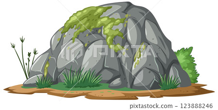 Moss-Covered Rock with Vegetation Moss-Covered Rock with Vegetation 123888246