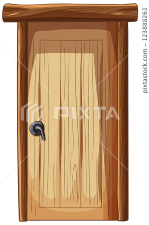 Rustic Wooden Door Illustration 123888261
