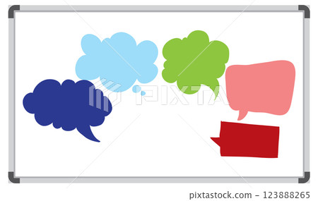 Colorful Speech Bubbles on Whiteboard Colorful Speech Bubbles on Whiteboard 123888265