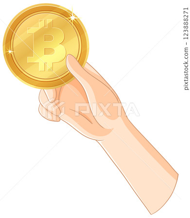 Hand Holding a Bitcoin Illustration 123888271