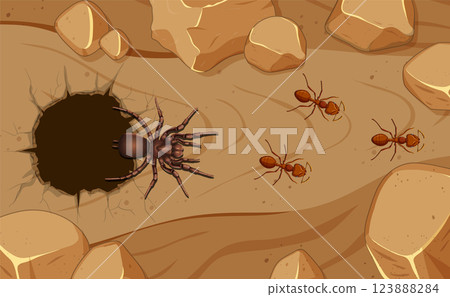 Desert Ants and Spider Encounter Desert Ants and Spider Encounter 123888284