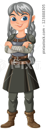 Confident Female Warrior Illustration 123888305