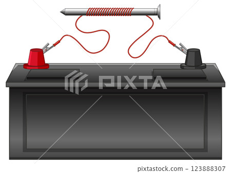 Battery and Electromagnet Illustration 123888307