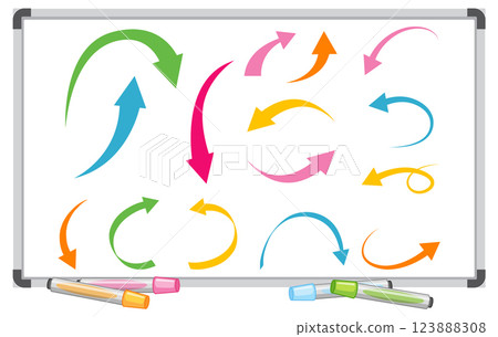 Colorful Arrows on Whiteboard Illustration Colorful Arrows on Whiteboard Illustration 123888308