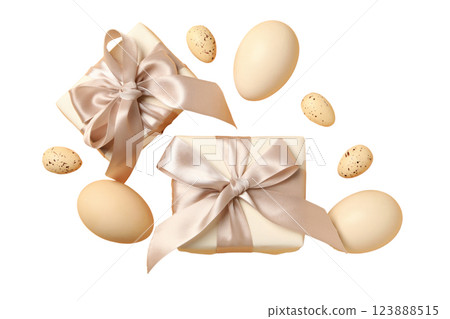 PNG, Easter, eggs and gifts, isolated on white background PNG, Easter, eggs and gifts, isolated on white background 123888515