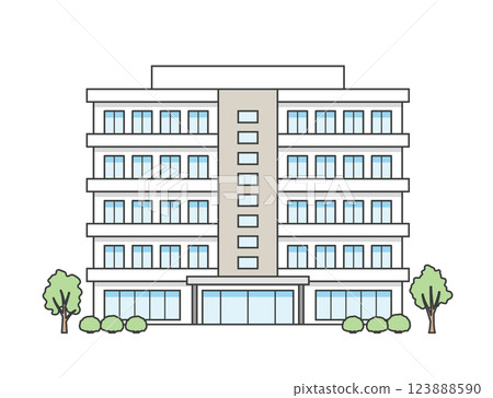 療養院或醫療設施建築的插圖 123888590