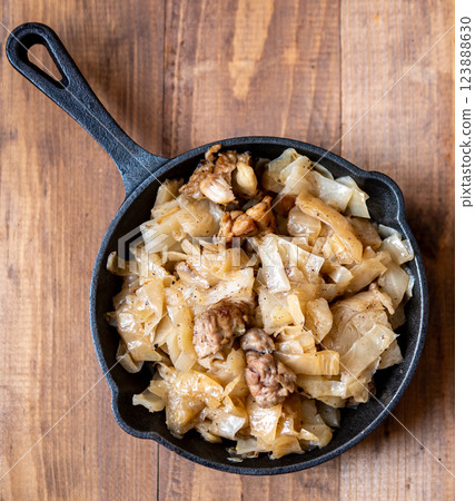 Fried cabbage 123888630