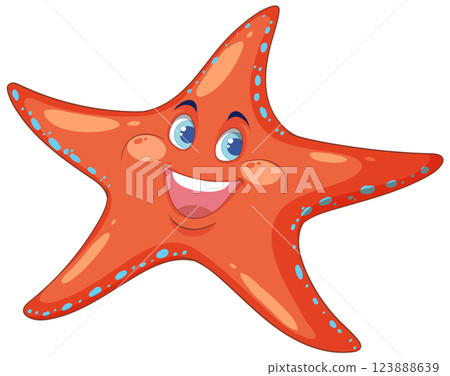 Cheerful Starfish Cartoon Illustration 123888639