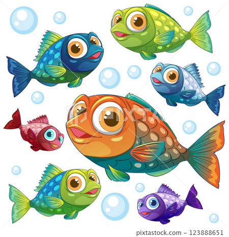 Colorful Fish in a Bubbly Ocean Colorful Fish in a Bubbly Ocean 123888651