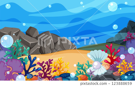 Colorful Underwater Sea Life Illustration 123888659