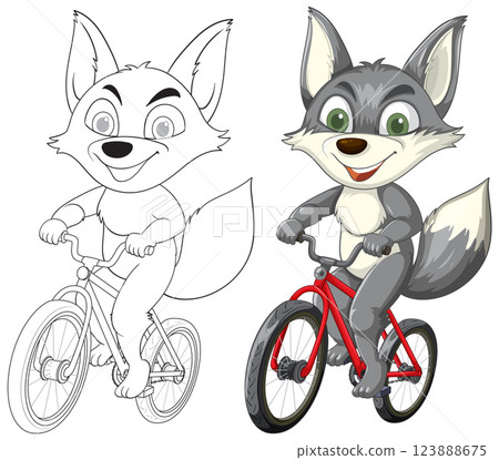 Cartoon Animals Riding Bicycles 123888675