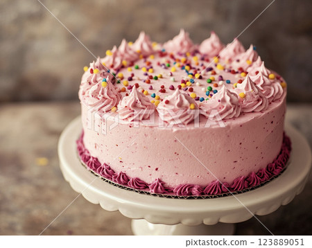 粉紅色整個蛋糕AI圖像 粉紅色整個蛋糕AI圖像 123889051