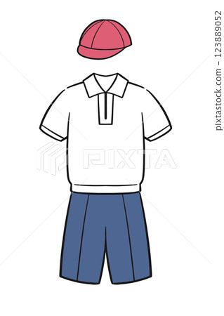 體操服和紅白帽子的插圖 體操服和紅白帽子的插圖 123889052