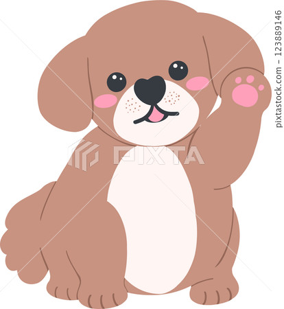 Shih Tzu Dog Cartoon Set in Cute Flat Design with Different Poses and Expressions 123889146