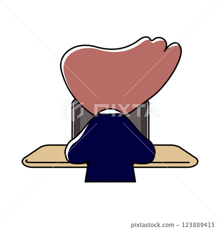 Vector illustration of a back view of a student (or businessman) studying on a tablet device Vector illustration of a back view of a student (or businessman) studying on a tablet device 123889415