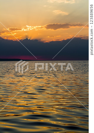 Evening sunset on the lake Evening sunset on the lake 123889656