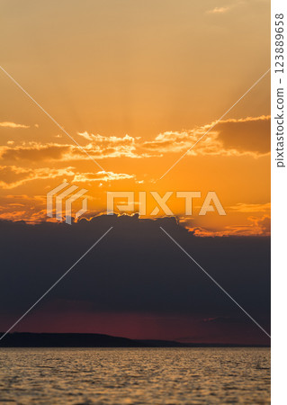 Evening sunset on the lake 123889658