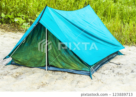 Tourist tent closeup Tourist tent closeup 123889713