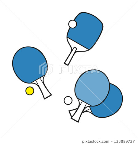 Illustration of a table tennis racket and a ping pong ball (simple) 123889727