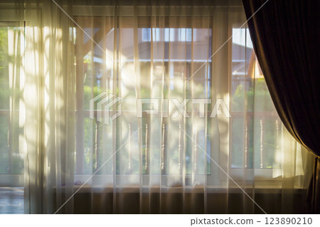 Window curtains close-up 123890210