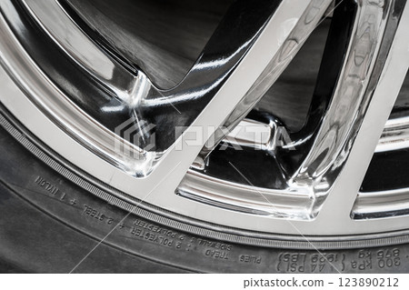 Part of the wheel of a car closeup Part of the wheel of a car closeup 123890212