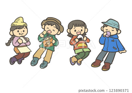 一群男人和女人正在野餐 一群男人和女人正在野餐 123890371