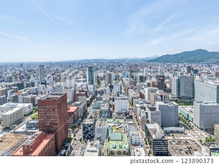 Sapporo cityscape as seen from around JR Sapporo Station (southward from Sapporo Station) 123890373