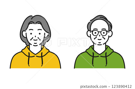 Old man and old woman wearing hoodies 123890412