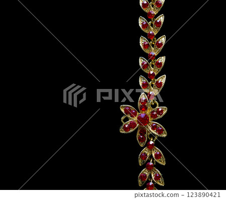 Gold necklace closeup 123890421