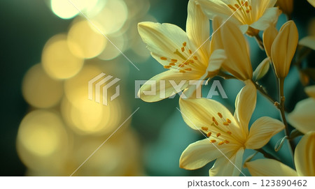 Yellow flower background material (Generative AI) 123890462
