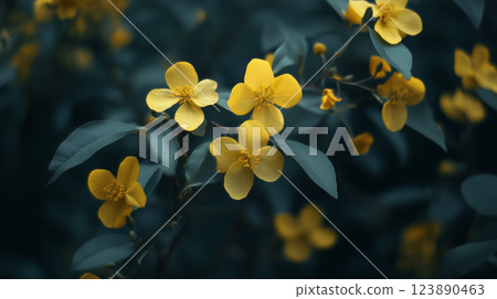 Yellow flower background material (Generative AI) 123890463