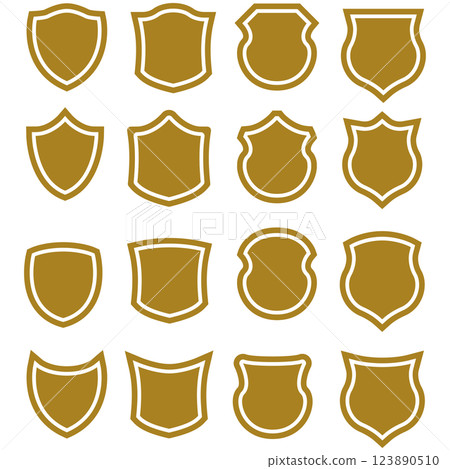 Shield icon Simple gold shield 123890510