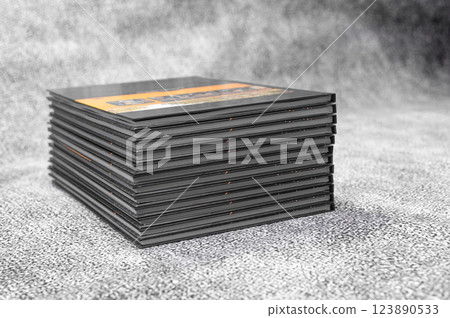 a stack of beautiful photo albums. 123890533