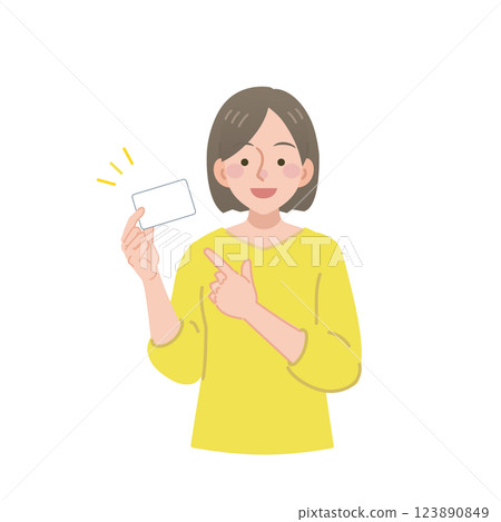 Woman pointing at a card 123890849