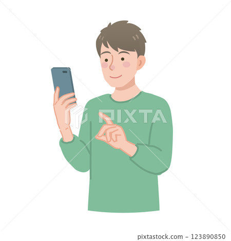 A man operating a smartphone A man operating a smartphone 123890850