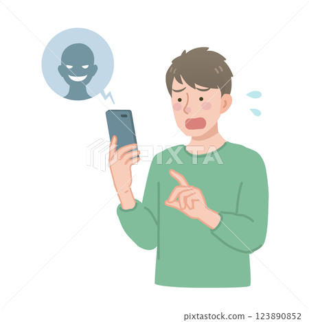 A man who is impatient to see a smartphone 123890852