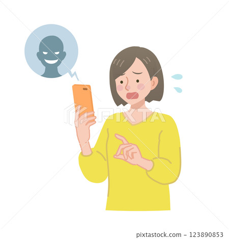 A woman looking at a smartphone 123890853