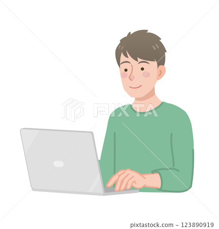 A man who operates a personal computer 123890919