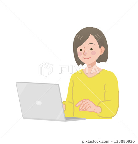 Woman operating a personal computer Woman operating a personal computer 123890920