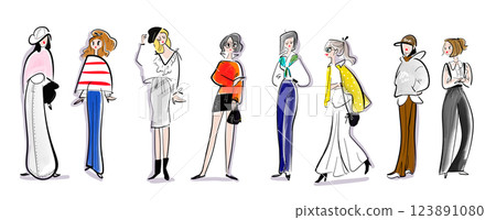 Women in various outfits 123891080