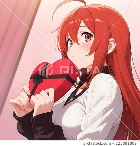 拿著禮物的可愛女孩的插圖愛情情人節聖誕節告白 123891802