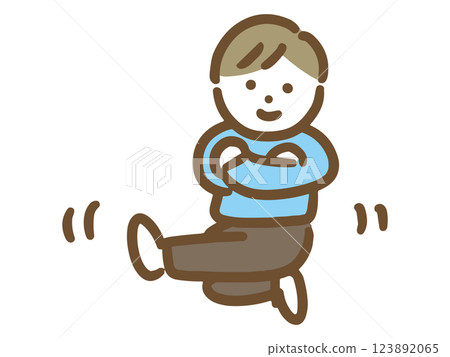 A happy man dancing a Cossack dance 123892065