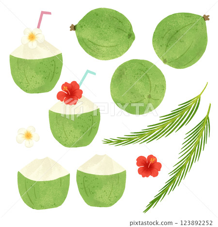 Hand-drawn illustration / blue coconut 123892252