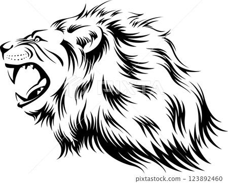 Roaring lion profile illustration Roaring lion profile illustration 123892460