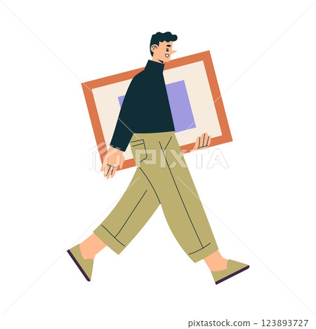Weekend Market with Man Character Buy Picture Vector Illustration Weekend Market with Man Character Buy Picture Vector Illustration 123893727