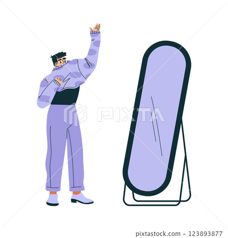 Weekend Market with Man Character Buy Clothing Vector Illustration Weekend Market with Man Character Buy Clothing Vector Illustration 123893877