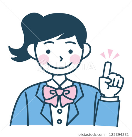 Vector illustration of a student in a blazer uniform with a ponytail 123894281