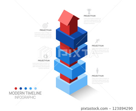 Infographics isometric arrow symbol timeline business 5 steps to success template. Infographics isometric arrow symbol timeline business 5 steps to success template. 123894290